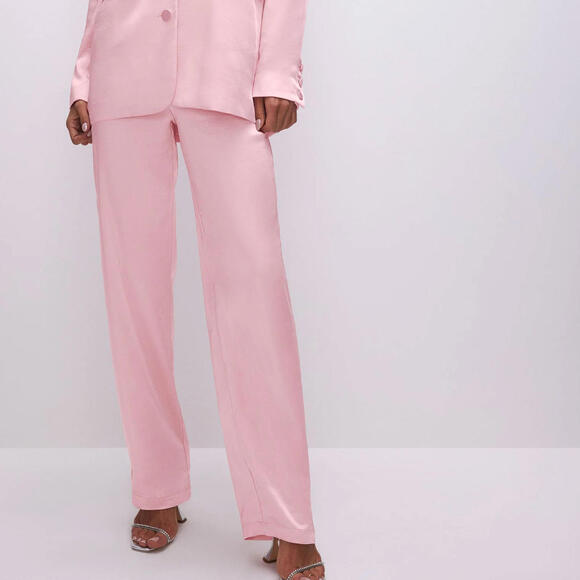 Good American Pants - Good American Satin Trouser Pants (Size 15, Bubble Pink) EUC